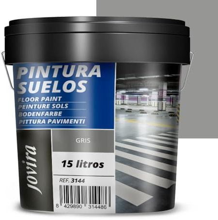 JOVIRA PINTURAS Pintura Suelos, Garajes y Pavimentos Deportivos en general, acabado Mate. Protege y decora las superficies de hormigón, cemento y asfalto. (15 Litros, Gris) A-19B