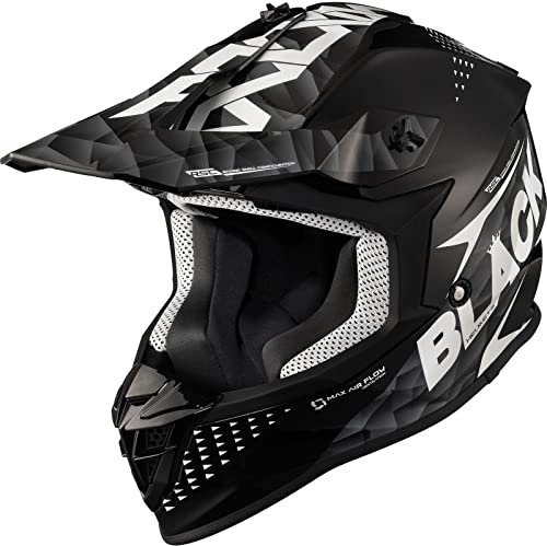 Black Gravel Track - Casco de motocross (talla XL), color negro y blanco