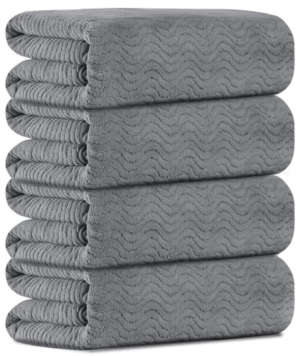 Badezimmerhandtücher, 4er-Set, übergroße Badetücher, extra groß, 89x178 cm, Duschtücher, sehr saugfähig, schnell trocknendes Handtuch, 600 g/m², weiches Badetuch, Camping, Grau