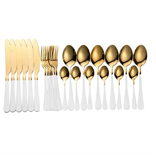 Besteck Set Spiegel Besteck 24 Stück Silber Besteck Set Edelstahl Besteck Set Löffel Set Besteck Gabeln Messer Löffel Western Besteck Edelstahl (Weiß,Gold,Silber) Dekoration