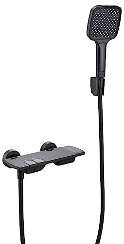 XJTNLB Wasserfall Badewannenarmatur Schwarz 3 Modi Wasserhahn Badewanne mit Brause Wandmontage Bad Armatur Badewanne Einhebelmischer Dusche, Schwarz, Ohne Duschstange