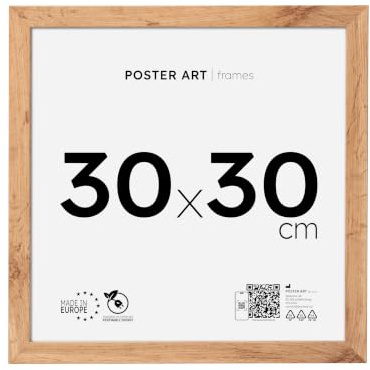 POSTER ART Bilderrahmen 30x30 cm Hängende aus MDF und Acrylglas Wotan Eiche | Für Poster und Puzzles, Vertikal oder horizontal, Einfache Montage, Robustes Acrylglas, Europäische Produktion