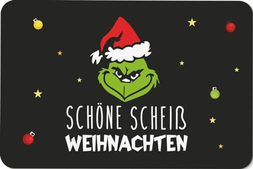 Tassenbrennerei Fußmatte - Grinch - Schöne Weihnachten - Türmatte lustig als Geschenk - rutschfeste - Deutsche Qualität