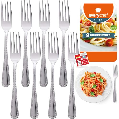 SOL 8pk Dinner Forks - Stainless Steel Cutlery Forks, Dishwasher Safe Metal for Home, Kitchen, and Dining, Durable for Everyday Use, Tableware Set