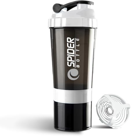 Roe Tenpo Protein Shaker Bottle 500ml with Extra Compartment | BPA-Free Protein Bottle Shaker for Protein Shakes | Leak Proof & Dishwasher Safe | Protein Shake Gym Bottles for Men & Women (White)