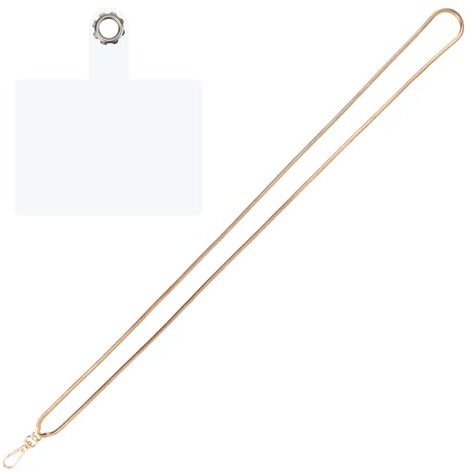 NQEUEPN Phone Lanyard, Lanière en Métal Doré avec Patch de Lanière Sangle de Bandoulière Universelle pour Téléphone Chaîne de Téléphone Anti-Perte pour le Cou pour Femme la Plupart des Téléphones