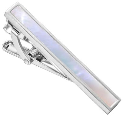 RunootPR Krawattennadel Silber Perlmutt Krawattenklammer Hochzeit Herrenschmuck Geschenk mit Geschenkbox