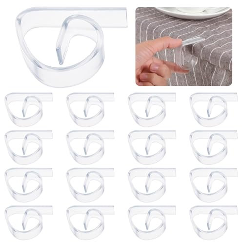 Nogeqi 12 Pcs Clear Clips for Tablecloths Outdoor, Transparent Tablecloth Clips for Thick Tables, Windproof Picnic Table Cover Clips, Table Clips to Hold Down Table Cloth for Christmas Wedding Party