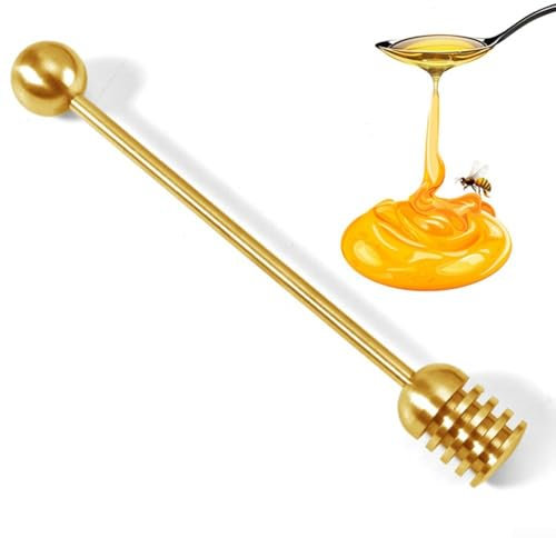Stainless Steels Honey Spoon Honey Stirrer 2PCS Stainless Steel Honey Dipper Stirrer Server,Honey Spoon,Honey Spiral Sugar Spoon Coffee Spoons for Honey(1pcs)