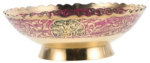 DECHOUS Pink Fruit Serving Bowl Multifunctional Brass Ornamental Kitchen Decor for Home Entryway Centerpiece