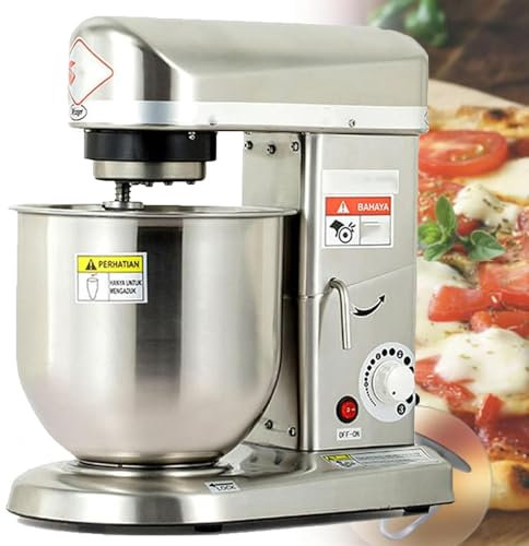 Commercial Food Stand Mixer, 5L/7L/10L Kitchen Aid Stand Mixer, Pizza Bakery Multifunction Blender,3 Speed Electric Dough Mixer for Bread Cake,Silver-7L
