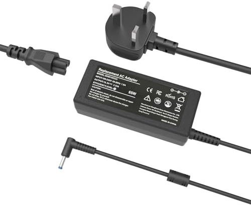 Byprlvps 65W 45W Laptop Charger Compatible with HP Pavilion EliteBook ProBook Envy Stream Chromebook Computer UK 4.5mm*3.0mm Smart Blue Tip UK AC Adapter