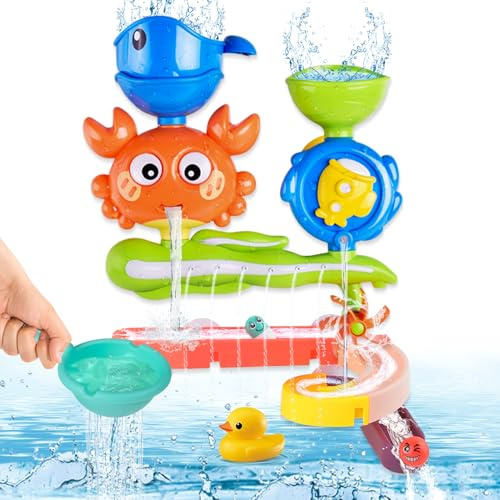 Badewannenspielzeug ab 1 2 3 4 Jahr,DIY Badespielzeug baby ab 1jahr mit Kugelbahn & Saugnäpfen,Wasserspielzeug Kinder Spielzeug Geschenk,Badewannen Spielzeug Kinder,für Jungen Mädchen ab 1 2 3Jahr (B)