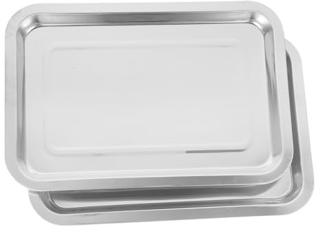 SECFOU Plateaux Faciles à Nettoyer Lot de 2 en Acier Inoxydable Organiser Outils de Tatouage pour Materiel Tatouage Professionnel