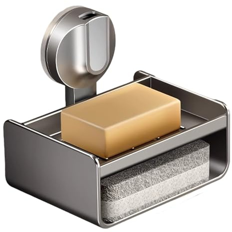 DOSERTY Porte-savon mural en acier carbone avec ventouse pour une installation facile