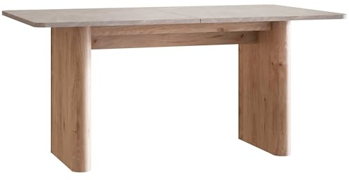 Newroom Esstisch ausziehbar 160-200 cm Sandstein Steinoptik Helle Eiche | bis 8 Personen, breite Wangenbeine, Küchentisch, Esszimmertisch, Speisetisch, modern für Familien