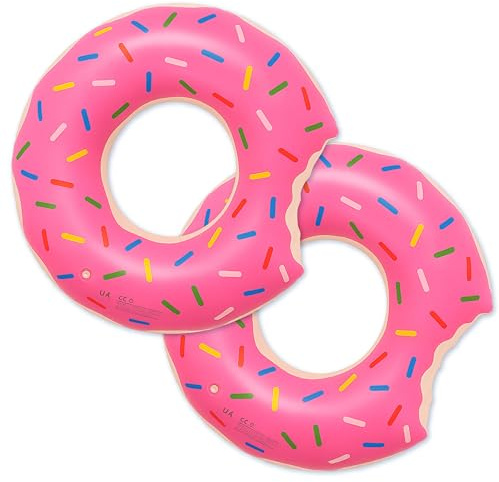 Rynli Inflatable Float Rubber Pool Ring Pack of 2 | Donut Swim Rubber Ring for Kids and Adults | Water Pool Summer Inflatable Pool Floats for Swimming Pool Party Decorations - 60cm