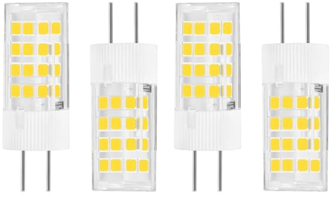 GY6.35 Bi-Pin Base LED Bulb 4W DC/AC12V -24V Low Voltage Landscape Light Bulbs, G6.35 12V LED Bulb, 360° Beam Angle for Landscape,Track Lighting Home Lighting,Appliance (6000K Cool White, 4Pack)