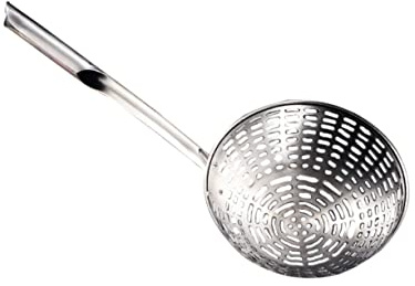 Mikikit Colador Resistente Cocina de Acero de Cuchara Inoxidable Ergonómico y Freír Fácil de Limpiar en Adecuado para Cocinar Pasta y Espaguetis Casa