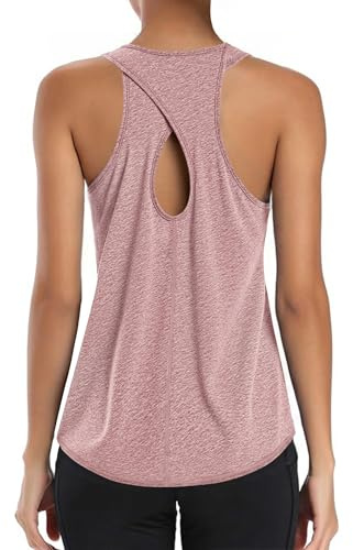Gyabnw Canotta Sportiva Donna con Schiena Cava Senza Maniche | Scollatura a U, design aperto e traspirante sul retro, per palestra, fitness, yoga, corsa e danza