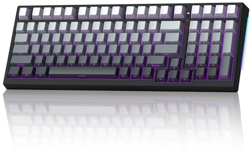 Keyporia X98 Wireless Mechanical Keyboard, RGB Backlit Custom Gaming Keyboard with Number Pad, BT5.0/2.4GHz/USB-C, Gasket Structure, Hot Swappable Pre-lubed Linear Switch, Side Printed PBT Keycaps