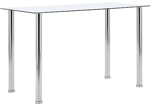 IBUQDDV Tavolo da Pranzo Moderno con Piano in Vetro Temperato e Struttura in Acciaio Inossidabile per Cucina, Sala da Pranzo o Esterno, Facile da Pulire e Montare, Design Solido