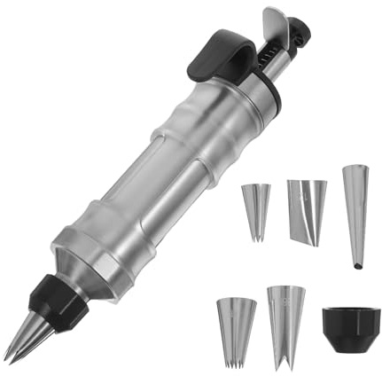 Baluue Siringa per dolci in acciaio inox 1 pezzo, decoratore torte e cupcake, pompa per ripieno e pressa biscotti, strumento staccabile e facile da pulire per cucina e pasticceria