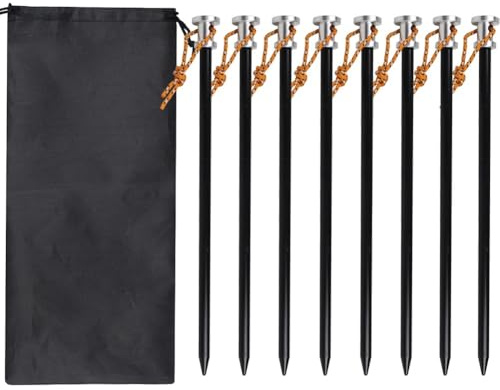 FACAIIO Robuste Zeltheringe aus Aluminium, 23 cm, mit Seilheringen für Sand, Schlamm, Gras, für Camping, Wandern, Rucksackreisen, Outdoor, 8 Stück
