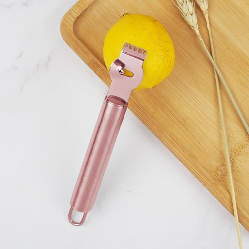 Zesteur de citron en acier inoxydable - Râpe à citron - Zesteur de citrons et pamplemousses - Merci 2 en raison de la mesure manuelle (or rose)