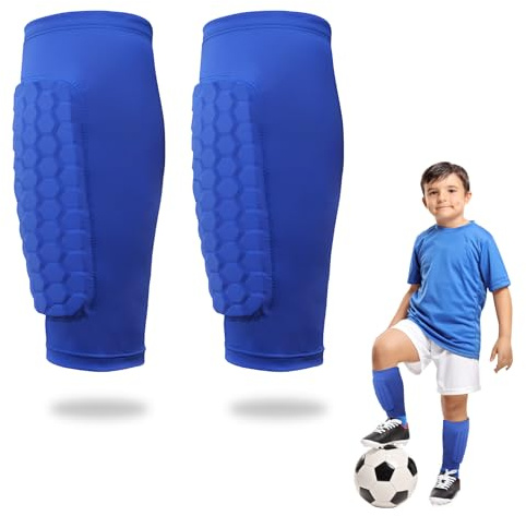 Swiftctrl 1 Paire de Protège Tibia Foot et Ski pour Enfant, Protection Tibia Respirante et Anti-Chocs, Manchon de Protection Mollet pour Football et Ski Hommes, Femmes et JeunesSport (Bleu, XS)