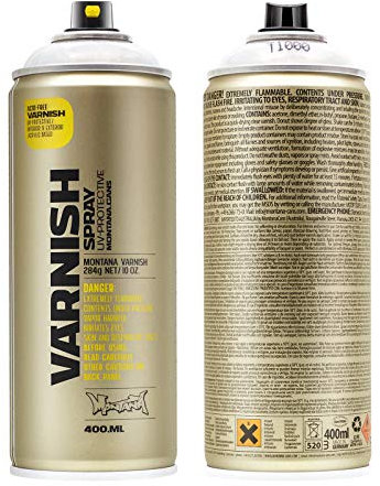 Montana Klarlack Glanz Varnish Spray gloss - Sprühdose 400ml - Acryllack für ein glänzendes Finish - zum Fixieren und Schützen der Lackierung
