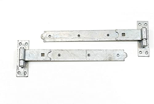 Haven Heritage Heavy Duty Gate Hinges Straight, 450mm (18inch Pair), Galvanised, Steel, Contemporary Style