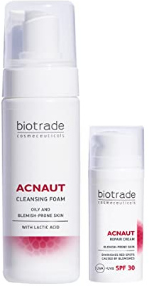 Acne Out Set Reguliert Fettige Haut Schützt Vor UVA/UVB-Strahlen - Gesichtsreinigungsschaum Und Reparierende Creme SPF 30