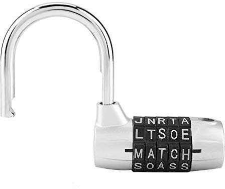 5 Lettere Lucchetto Combinazione, Lega di Zinco Lucchetto con Codice per Armadietto, Serratura di Sicurezza con Password per Valigia Viaggio(Silver)