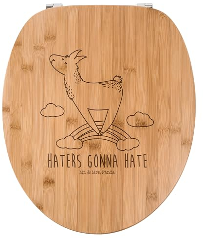 Mr. & Mrs. Panda WC Sitz Lama Regenbogen - Geschenk, WC-Sitz, Wolkenland, Toilette, Klobrille, Alpaka, Haters gonna hate, Lamas, Klodeckel,