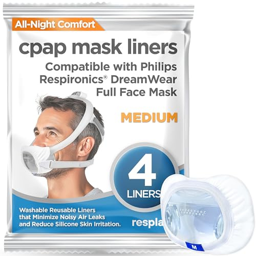 resplabs CPAP Masken Liner - Kompatibel mit Philips DreamWear - Wiederverwendbar, Waschbar, Baumwolle - 4er Pack (Medium)