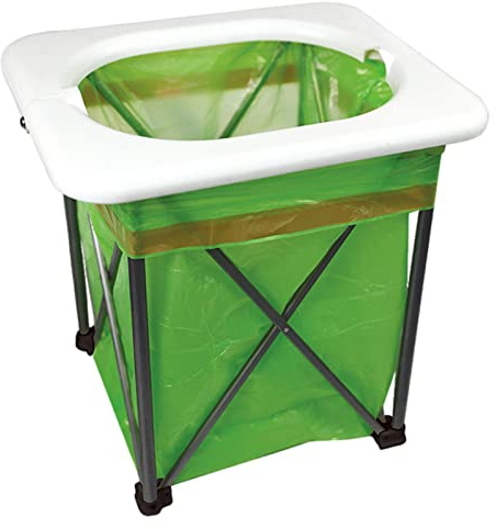Idezek Tragbare Campingtoilette - Tragbarer klappbarer Toilettensitz | BRS Camping-Toilettensitz, Faltbarer Reise-Töpfchenstuhl mit Müllsäcken, zusammenklappbar