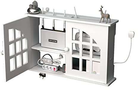 Router Rack Pared, Caja Oculta Cables, Soporte Router WiFi Pared, Estante de Almacenamiento de Router, Caja Cables Organizador Blanco, Soporte Router WiFi Pared, Estantería Flotantes Sin Tal(Color:B.)