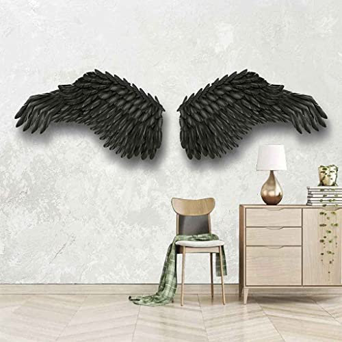 Ailes D'Ange Noir Papier Peint 3D Mural, Peinture Murale Photo Décorative, Adaptée Au Salon Et À La Chambre À Coucher, Au Bureau, À L'Hôtel Et Au Restaurant, Wall Ar 300 (largeur) x 210 (hauteur) cm