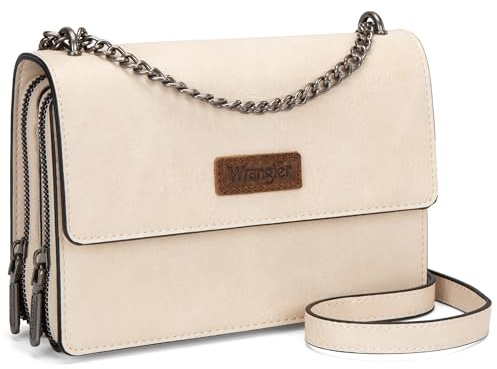 Wrangler CrossBody Purse for Women Western Small White Clutch Wallet Trendy Shoulder Bag with Chain Strap Gift WG149-236TN