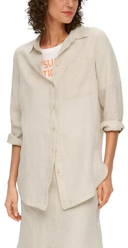 s.Oliver lång skjortblus av linne, Beige, 34