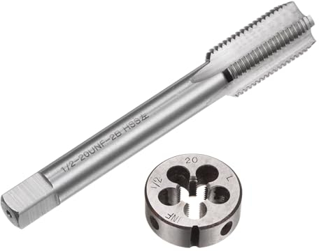 uxcell Gewindeschneider-Set, 1/2-20 UNF, Linksgewindebohrer und runde Schneideisen, Gewindeschneidwerkzeug-Set für Mutter, Schraube, Bolzen, Gewinde-Reparatur, 2-teilig