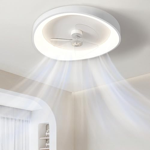 Deckenventilator mit Beleuchtung, LED Deckenleuchte mit Ventilator Fernbedienung Leise, 6 Lüftungsgeschwindigkeiten, 3 Farben Dimmbare, Timer Lampe, für Schlafzimmer Wohnzimmer Esszimmer-42cm