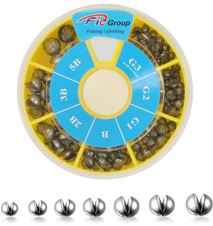 Angelblei, Bleischrot 95 Stück mit Sortimentsdose, Schrotblei 7 Größen