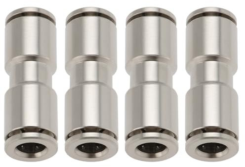 YINETTECH 4pcs Nickel Plated Brass Push Fit Connectors 6mm Straight Push in Connect Pneumatic Fitting Inner Diameter 6mm Length 33mm