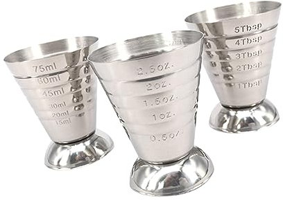 OKUMEYR Misurino Barra Jigger Per Once 75ml in Acciaio Inox Multiuso Graduata Tazza Argento Design Intelligente Affusolato
