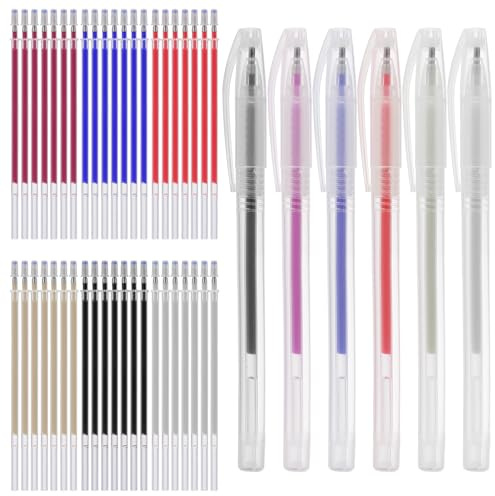 DIVINA VITAE 48 Stück Thermolöschbare Stoffstifte, Ultrafeine Spitze, 0,5 mm, 6 Farben, 48er Pack, für Quilten, Nähen, Schneidern, Stoffe Markieren, Werkzeuge