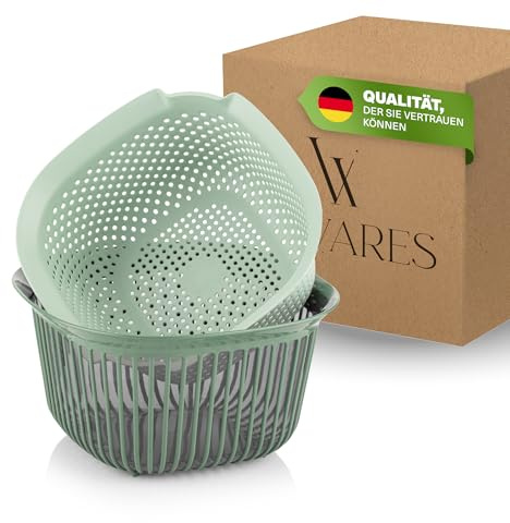 Viwares Eckige Schüssel mit Siebeinsatz, 4 L, BPA-freie Küchenschüssel | Abtropfgestell mit Schüssel, Küche Sieb, stapelbar, Siebschale für Waschen, Abtropfen, Servieren, Salate und Gemüse
