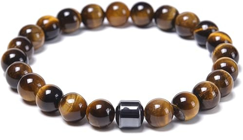 AAFGVC MojoFlow Magnetic Bracelet for Men - Magnetarmband Herren Handgefertigt aus Natursteinen mit 800 Gauss Magneten, Leicht und Verstellbar, für Büro und Freizeit