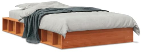 HETFTJN Massivholzbett Kiefer 75x190 cm Wachsbraun platzsparendes Einzelbett Jugendbett ohne Matratze Robustes Bettgestell für kleine Schlafzimmer Gästezimmer und Studio